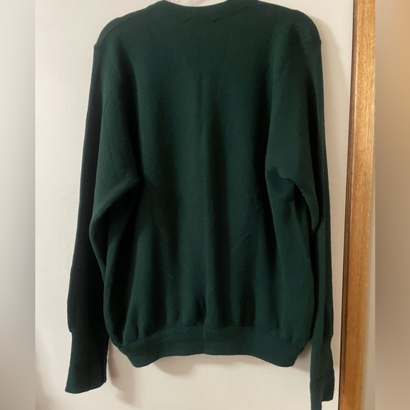 Izod Vintage Men's (Medium) Dark Green Eclectic Grandpa Preppy Cardigan Sweater - Picture 6 of 12